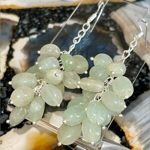Clear Karoo Stone Prehnite Earrings 2 7/8”